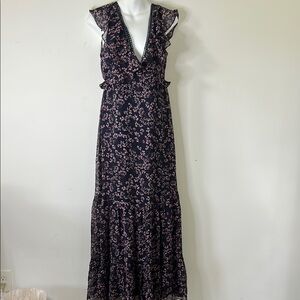 Lulu's Navy and Pink Floral Maxi Dress